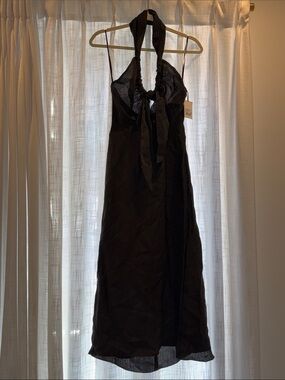 Sandro Black Halter Tie-Front Midi Dress